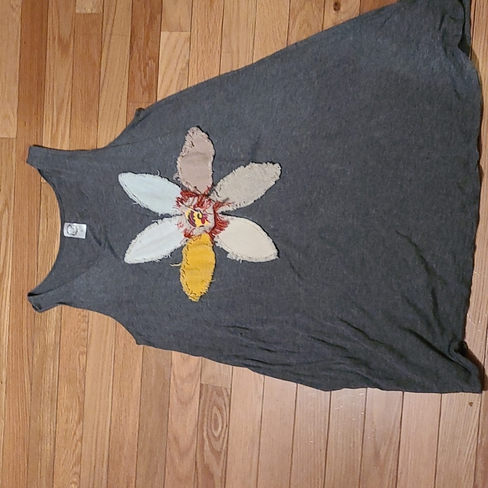 Soft gray dress with flower